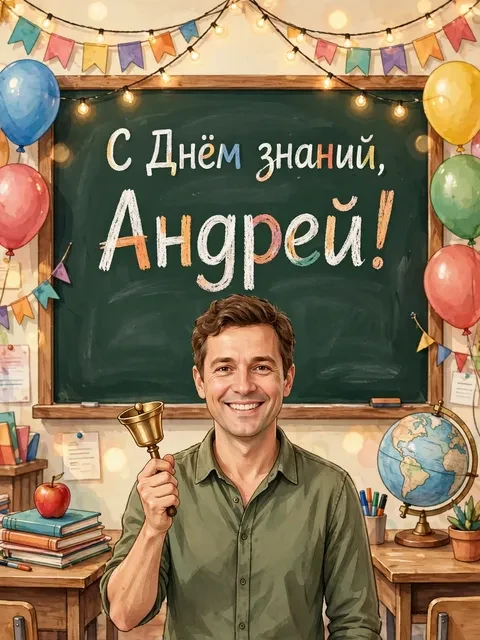 Пример открытки в дизайне «Гирлянда в классе»