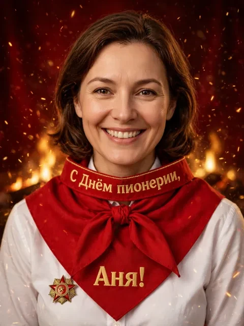 Пример открытки в дизайне «Красный галстук»