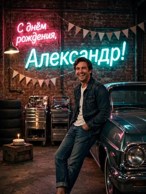 Выбрать дизайн «Неон в гараже»