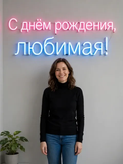 Пример открытки в дизайне «Неоновое признание»