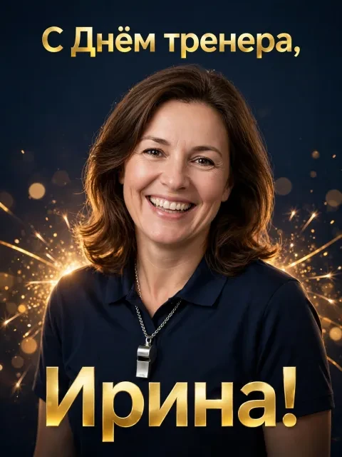 Пример открытки в дизайне «Обложка журнала тренера года»