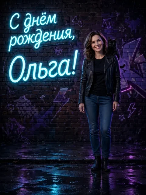 Выбрать дизайн «Неоновая афиша с кошкой»