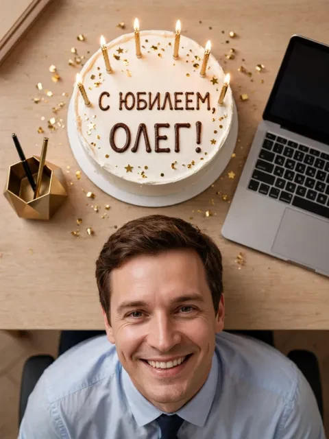 Пример открытки в дизайне «Офисный торт»