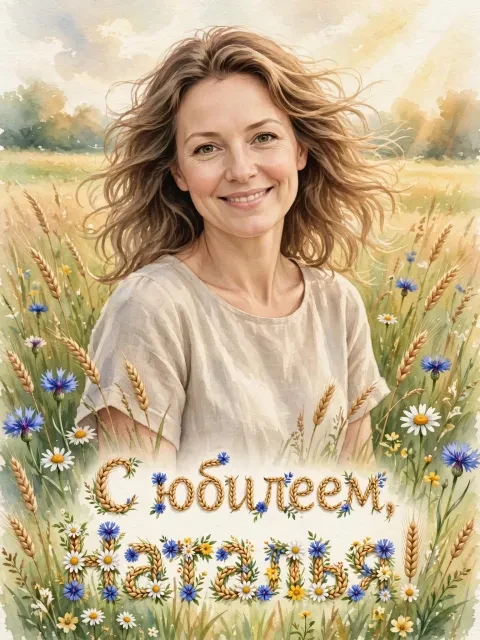 Пример открытки в дизайне «Полевые травы»
