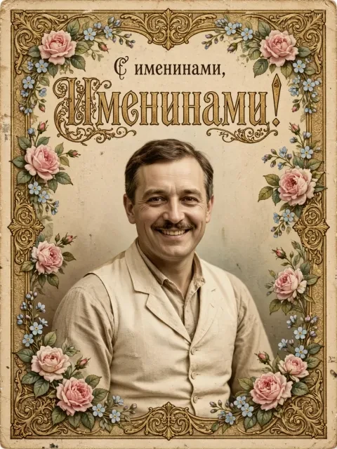 Выбрать дизайн «Винтажная открытка с цветами»