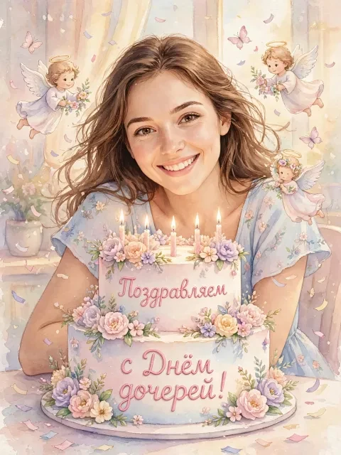 Праздничный торт с ангелочками