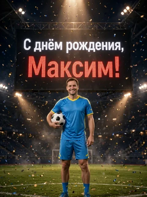 Пример открытки в дизайне «Футбольный стадион»
