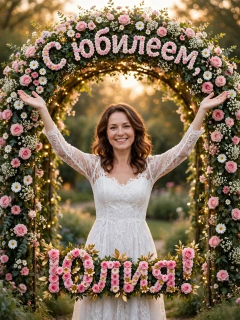 Пример открытки в дизайне «Гирлянда из цветов»