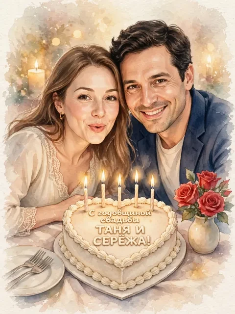 Пример открытки в дизайне «Свечи и розы»