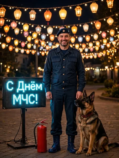 Выбрать дизайн «Спасатель на фоне гирлянд»
