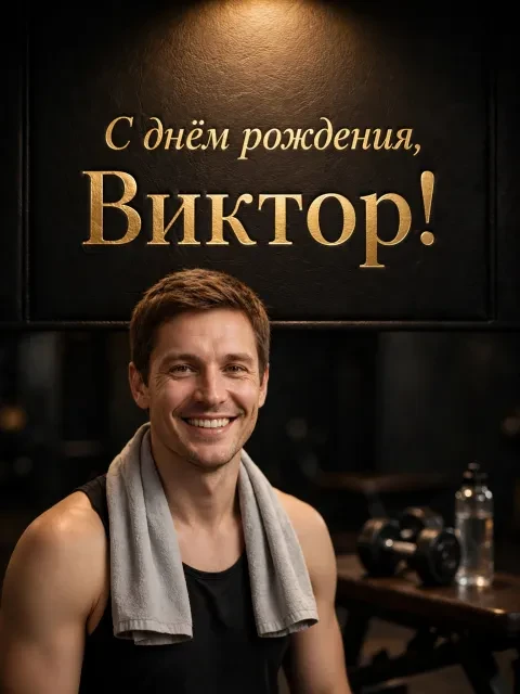 Пример открытки в дизайне «Спортивный зал с тиснением»