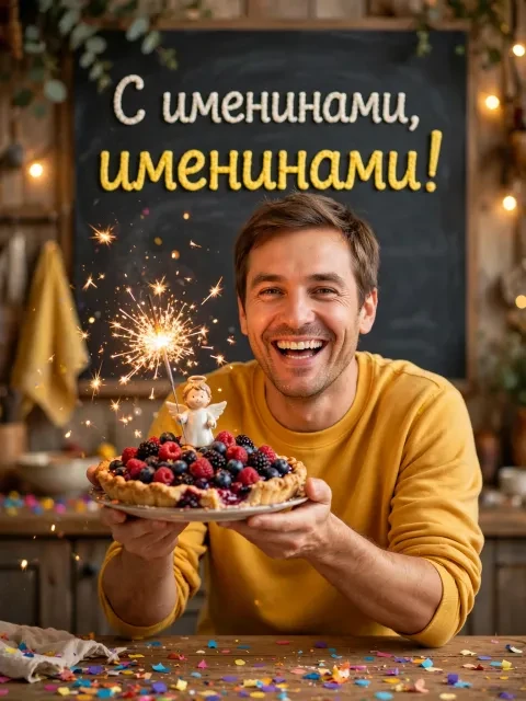 Выбрать дизайн «Именинный пирог и добрый юмор»