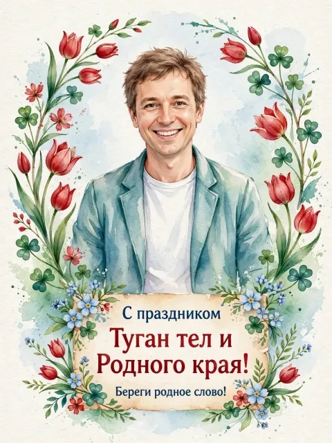 Акварельные узоры и тюльпаны