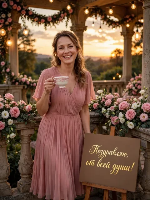 Пример открытки в дизайне «Праздничная терраса»
