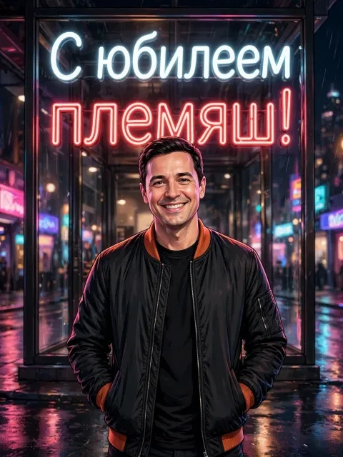 Выбрать дизайн «Юбилей в неоне»
