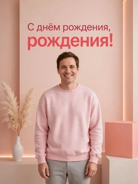 Пример открытки в дизайне «Пастельный минимализм с подарком»