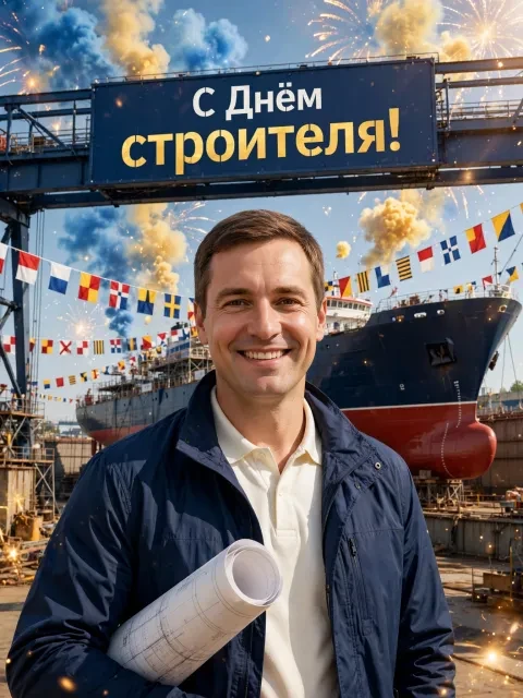 Пример открытки в дизайне «Триумф корабела»