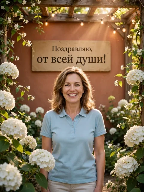 Пример открытки в дизайне «Цветущая веранда»