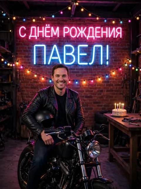 Байкер в неоне