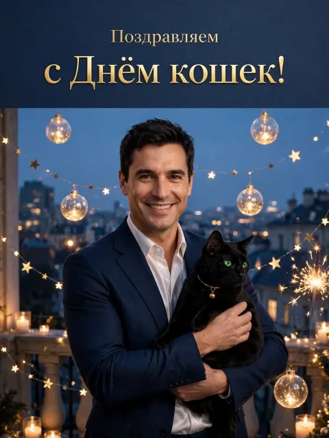 Пример открытки в дизайне «Таинство тринадцатой кошки»
