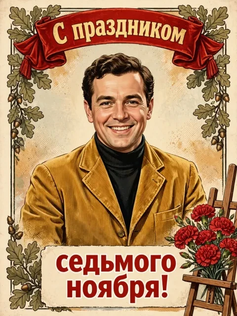 Пример открытки в дизайне «Ретро-литография эпохи»