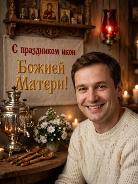 Выбрать дизайн «Торжественный красный угол и свечи»