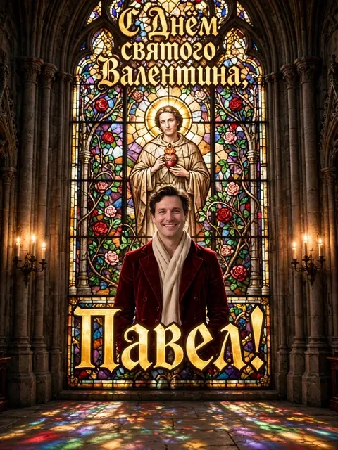 Выбрать дизайн «Святой на витраже»