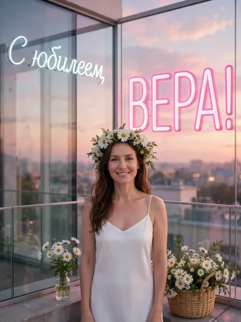 Выбрать дизайн «Ромашковый венок и неон»