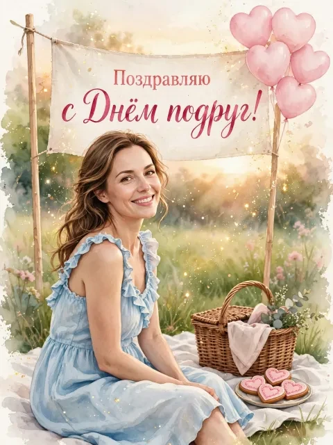 Выбрать дизайн «Акварельный пикник с сердечками»