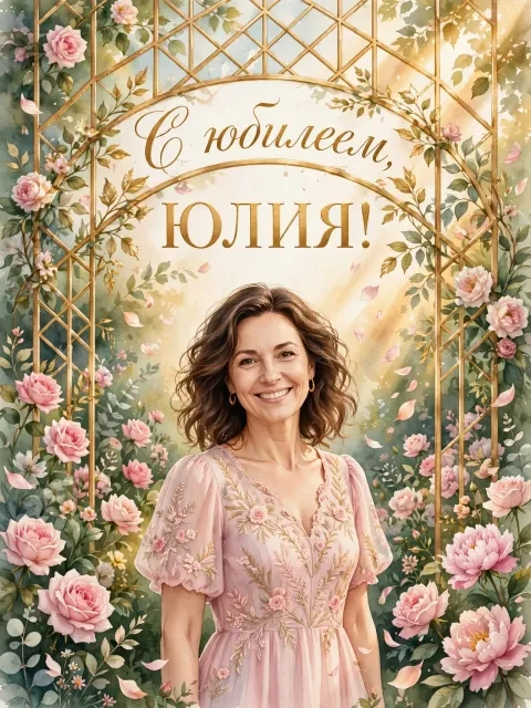 Пример открытки в дизайне «Золотой сад»
