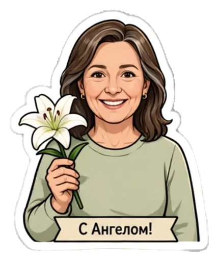 Стикер из фото: Мама с надписью «С Ангелом!» — набор «Православные» для Telegram