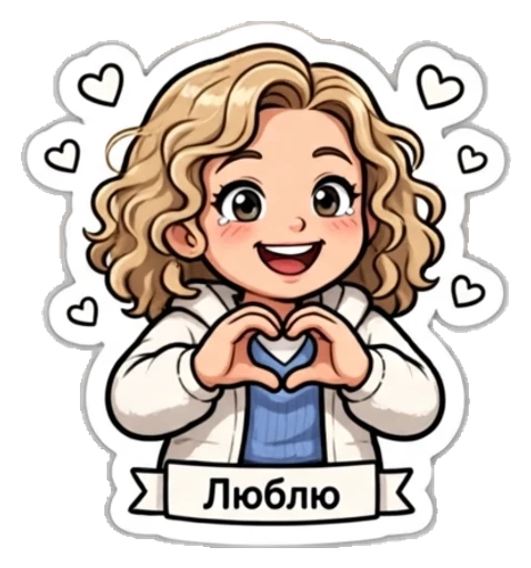 Стикер из фото: Кудрявая складывает сердце руками — набор «Мемы» для Telegram