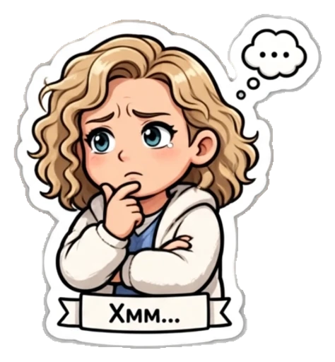 Стикер из фото: Кудрявая задумался — набор «Мемы» для Telegram