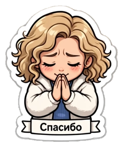 Стикер из фото: Кудрявая кланяется с благодарностью — набор «Мемы» для Telegram