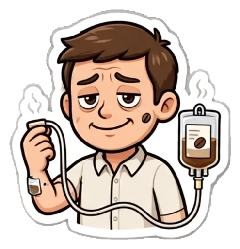 Стикер из фото: В рубашке на капельнице из кофе — набор «Работа» для Telegram