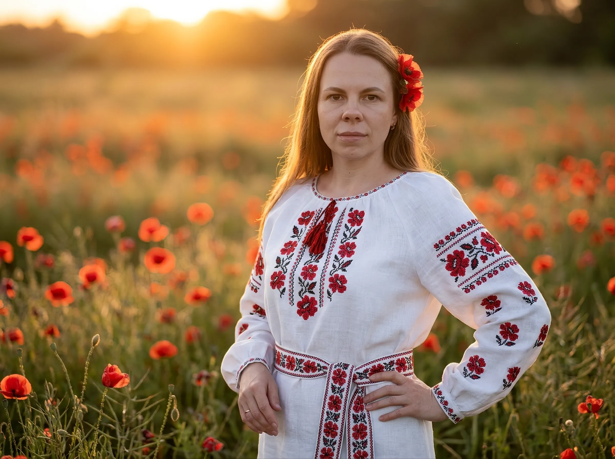 AI-фотосессия «Folk-Style Portrait in Poppy Field»