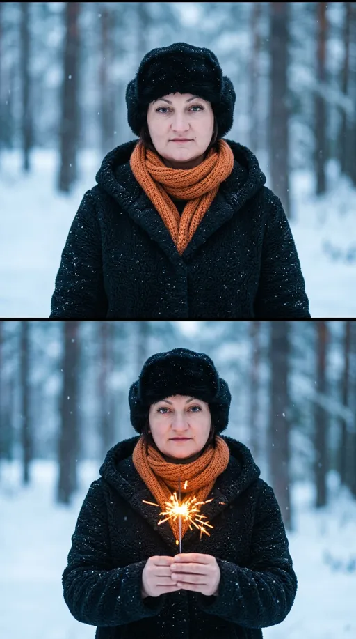 AI-фотосессия «WINTER DIPIYCH WITH SPARKLER»