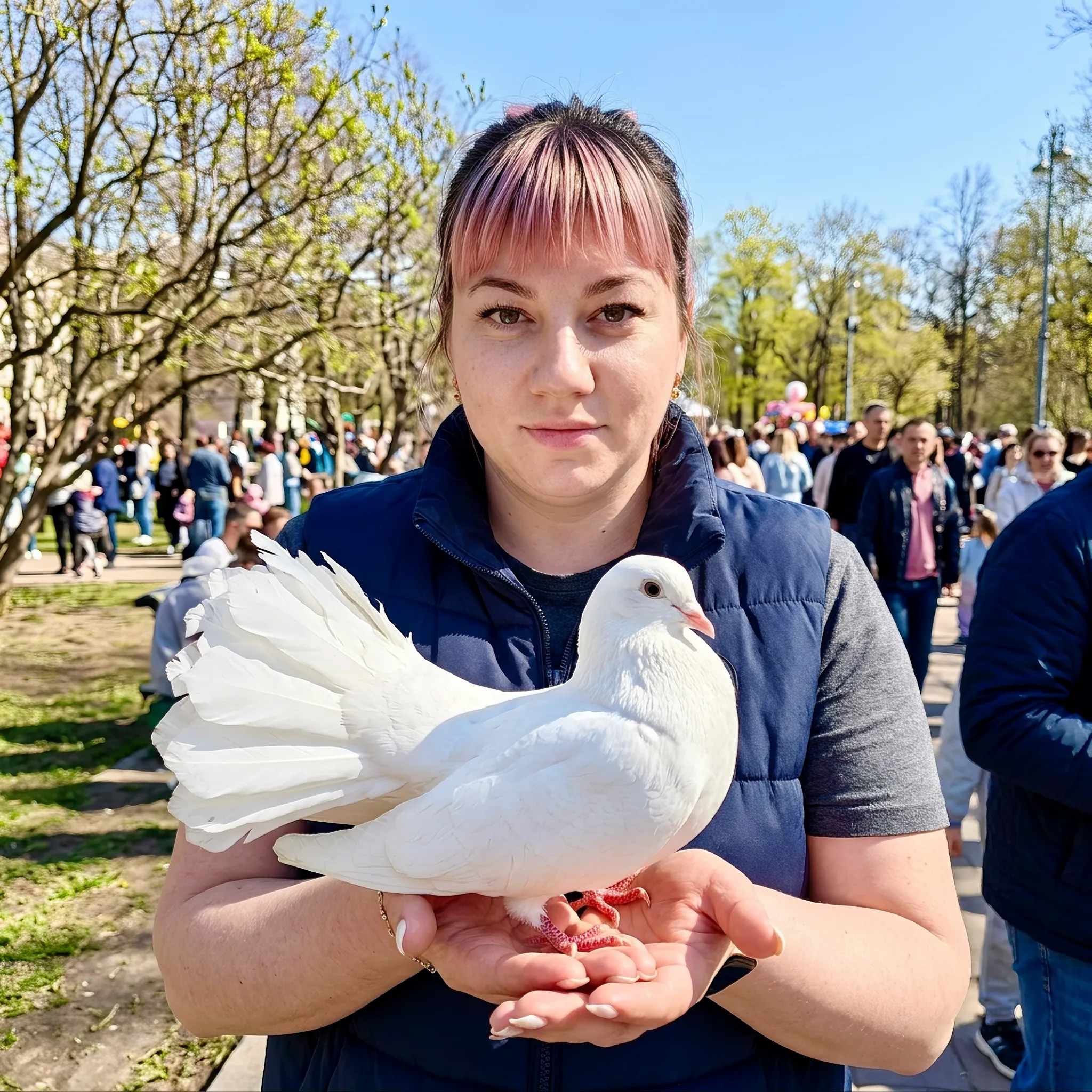 AI-арт «Public Park Portrait with White Doves»