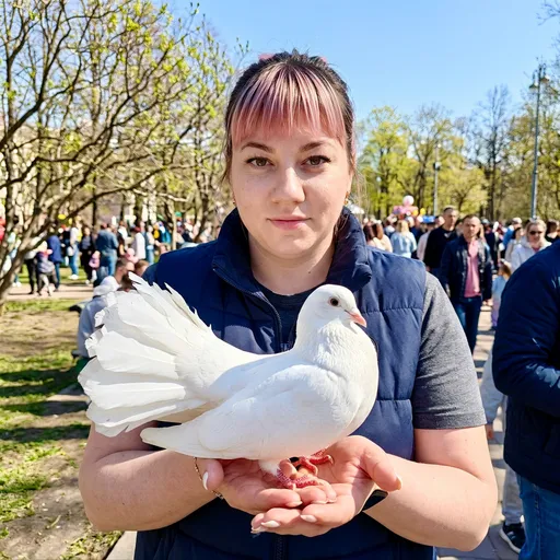 AI-арт «Public Park Portrait with White Doves»