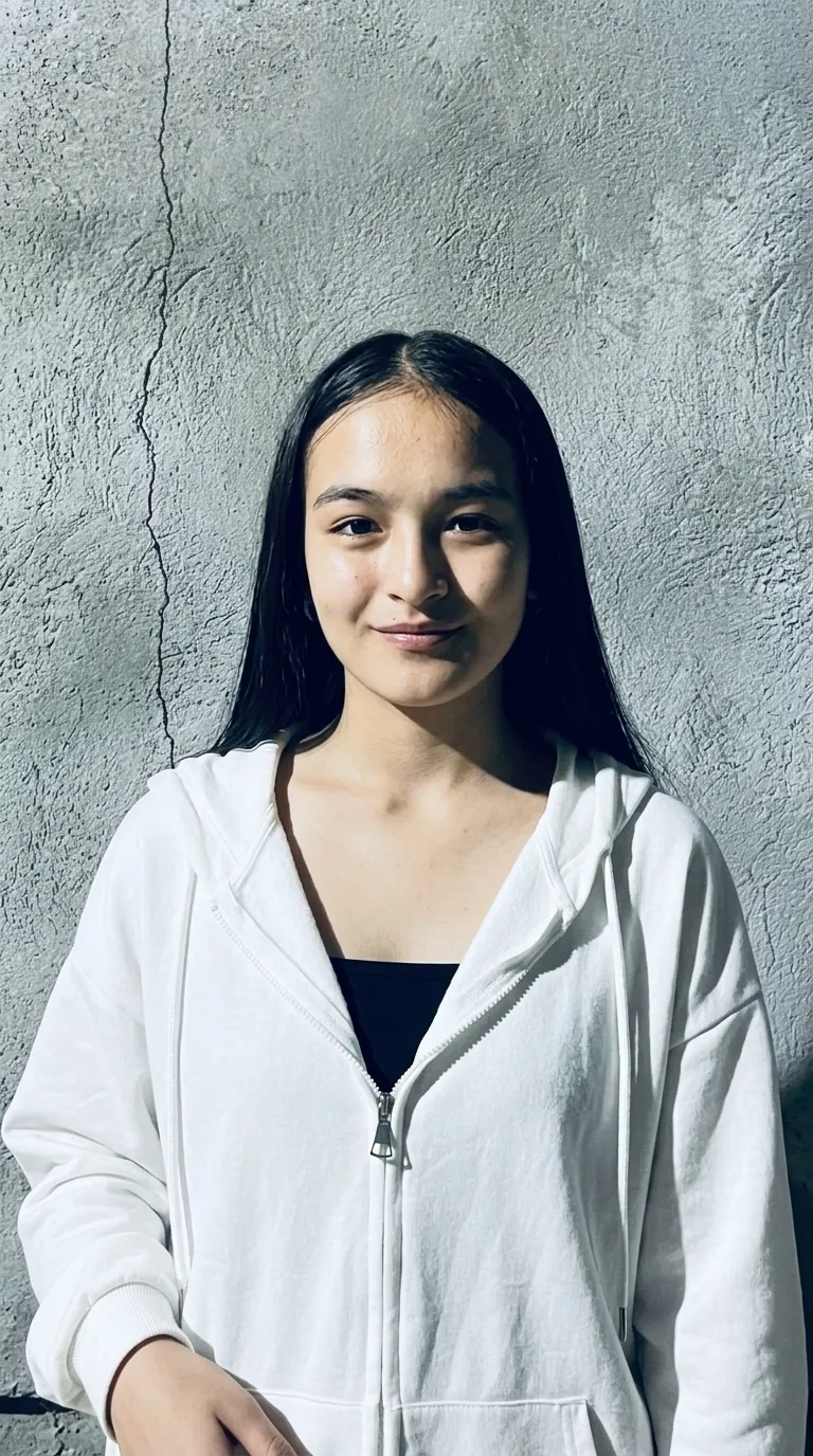 AI photoshoot “Casual Portrait Against Concrete Wall”