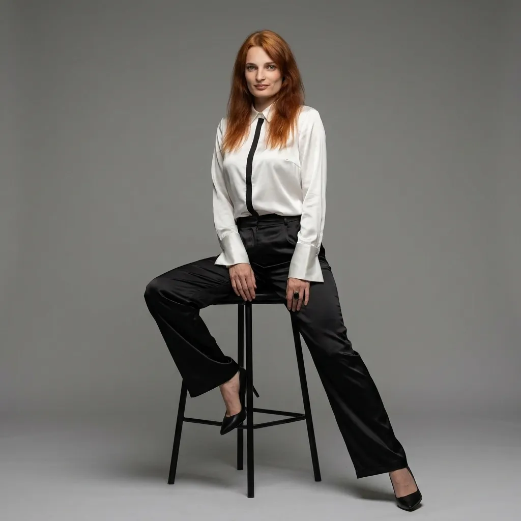 AI-фотосессия «Minimalist Executive Portrait in Satin and Monochrome»