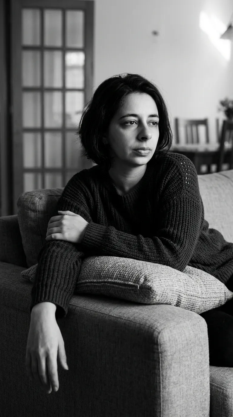 AI-фотосессия «Contemplative Interior Portrait in Grayscale»