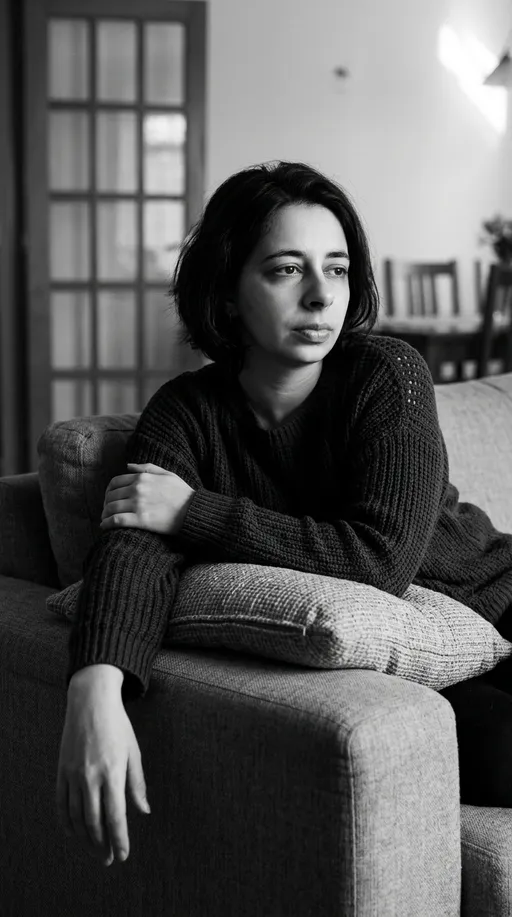 AI-фотосессия «Contemplative Interior Portrait in Grayscale»