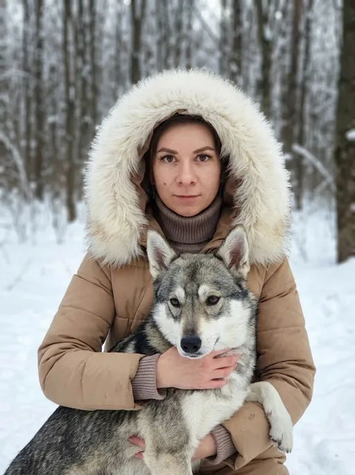 AI-фотосессия «Winter Portrait with Dog»