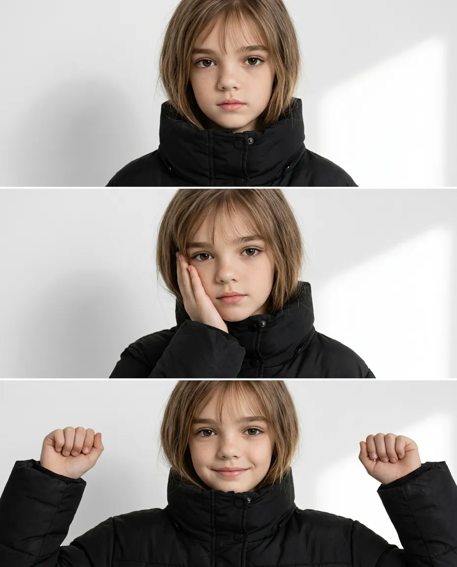 AI-фотосессия «Stacked Studio Portrait in Black Puffer Jacket»