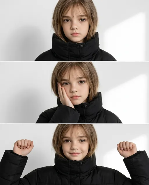 AI-фотосессия «Stacked Studio Portrait in Black Puffer Jacket»