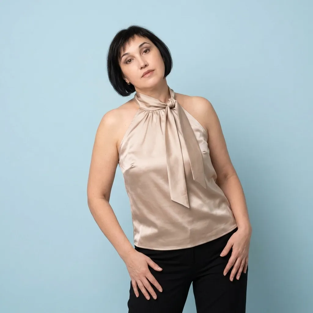 AI-фотосессия «Studio Portrait in Satin Halter Top»