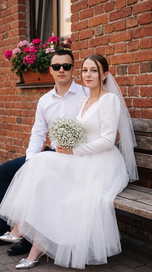 AI-фотосессия «Rustic Bench Wedding Portrait»