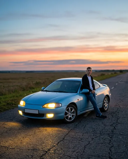 AI-фотосессия «Blue Coupe at Sunset»