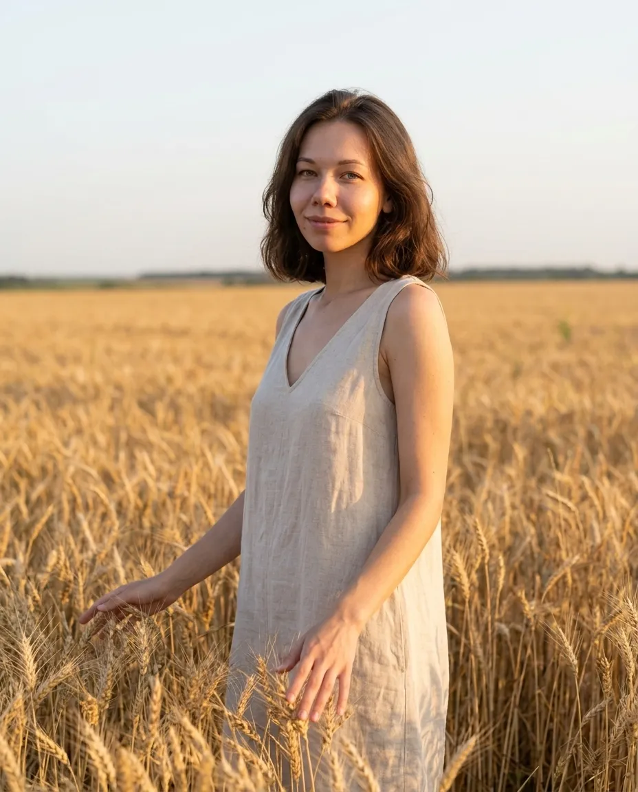 AI-фотосессия «Golden Hour in the Wheat Field»
